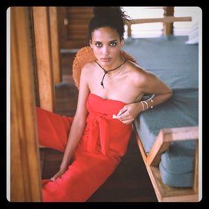 Anthropologie red jumpsuit
